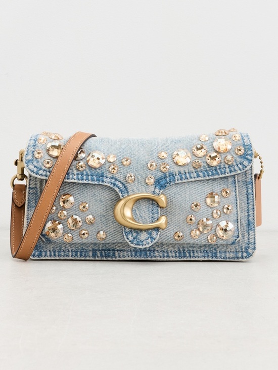 Coach Handbags - Coach Tabby 26 Denim Shoulder Bag Crystal Embellished Blue Gold Crossbody NWT